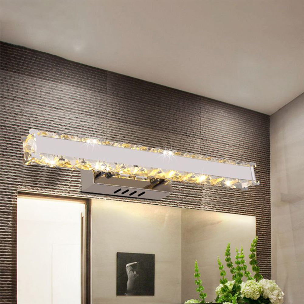 Kristy modern Rectangular metal/cristal oglindă Front aplică de perete, auriu