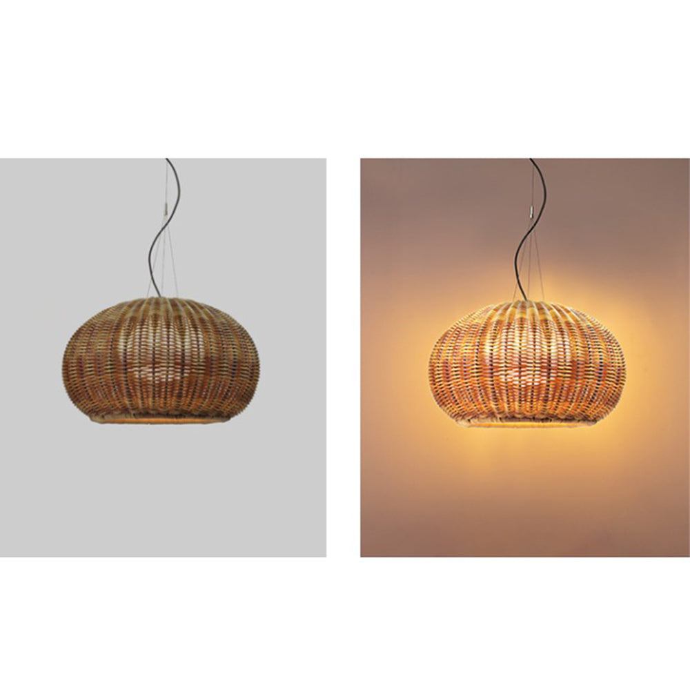 Ray lampă suspendată Retro Lantern aurie, Bambus/