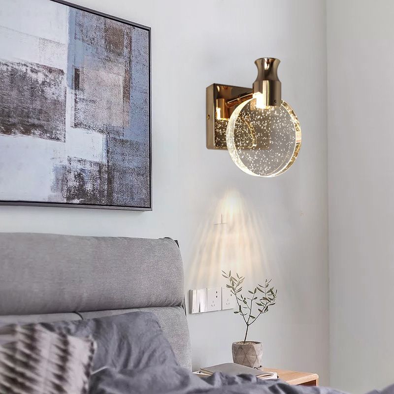 Kristy modern Round cristal oglindă aplică de perete, auriu/crom