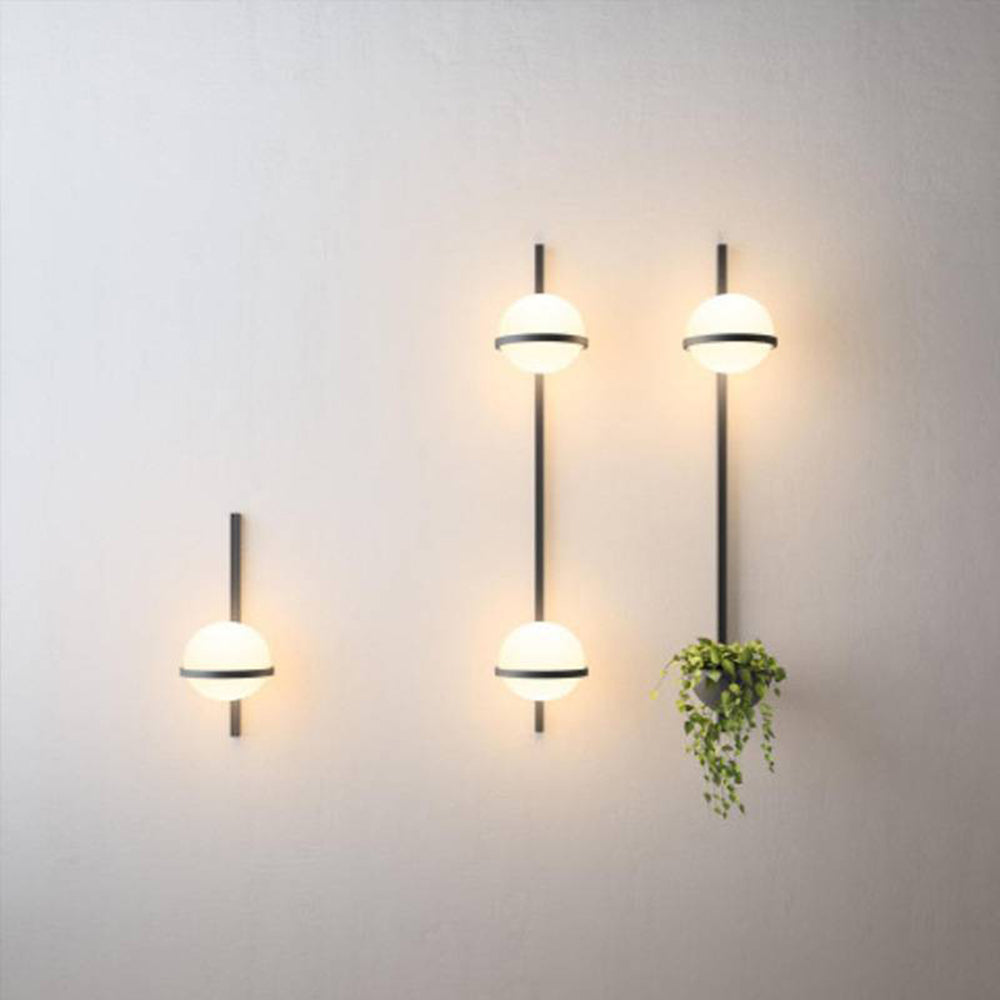 Ray modern glob metal/Acrilic aplică de perete pentru exterior, negru/alb