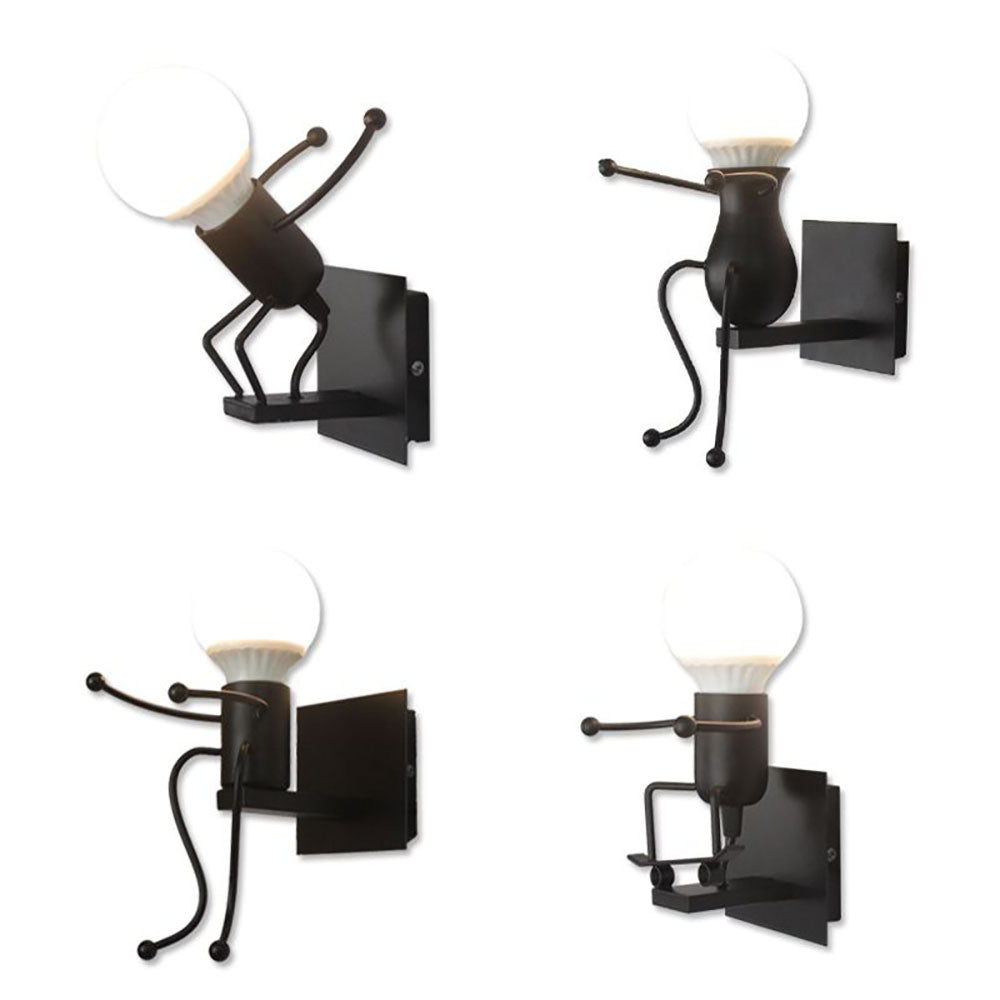 Arisha aplică de perete decorativă modernă cu formă de om din metal, negru/alb