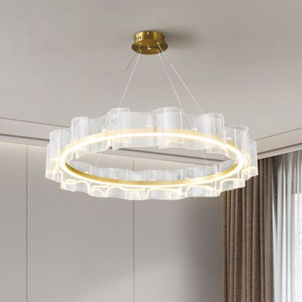 Arisha lampă suspendată Creative inel din metal/acrilic, aur