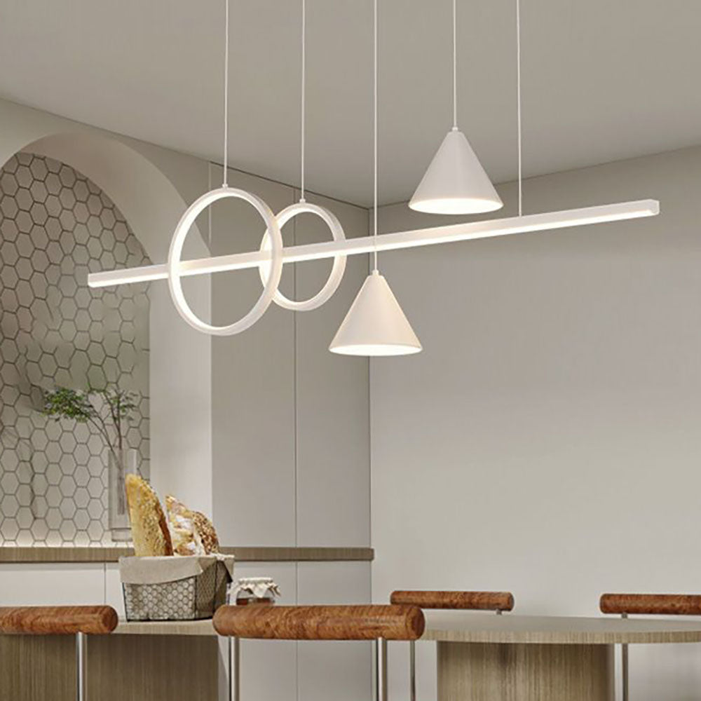 Arisha lampă suspendată contemporană cu stil geometric liniar din metal, alb/negru