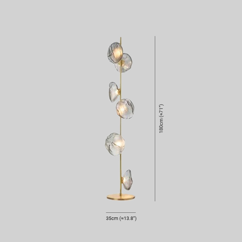 Byers de lux floare metal/sticlă lampadar, negru/auriu/Gri