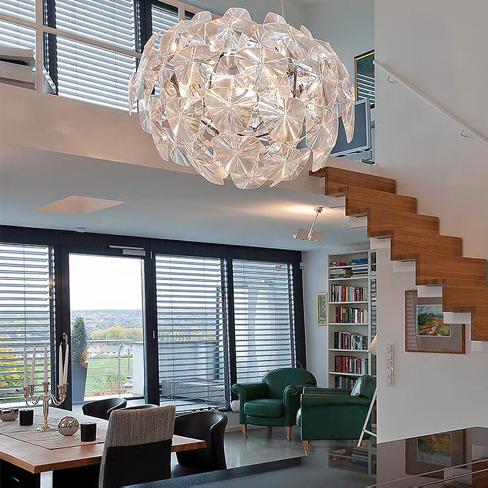 Arisha lampă suspendată cu flori din diamant unic metalic, pentru living