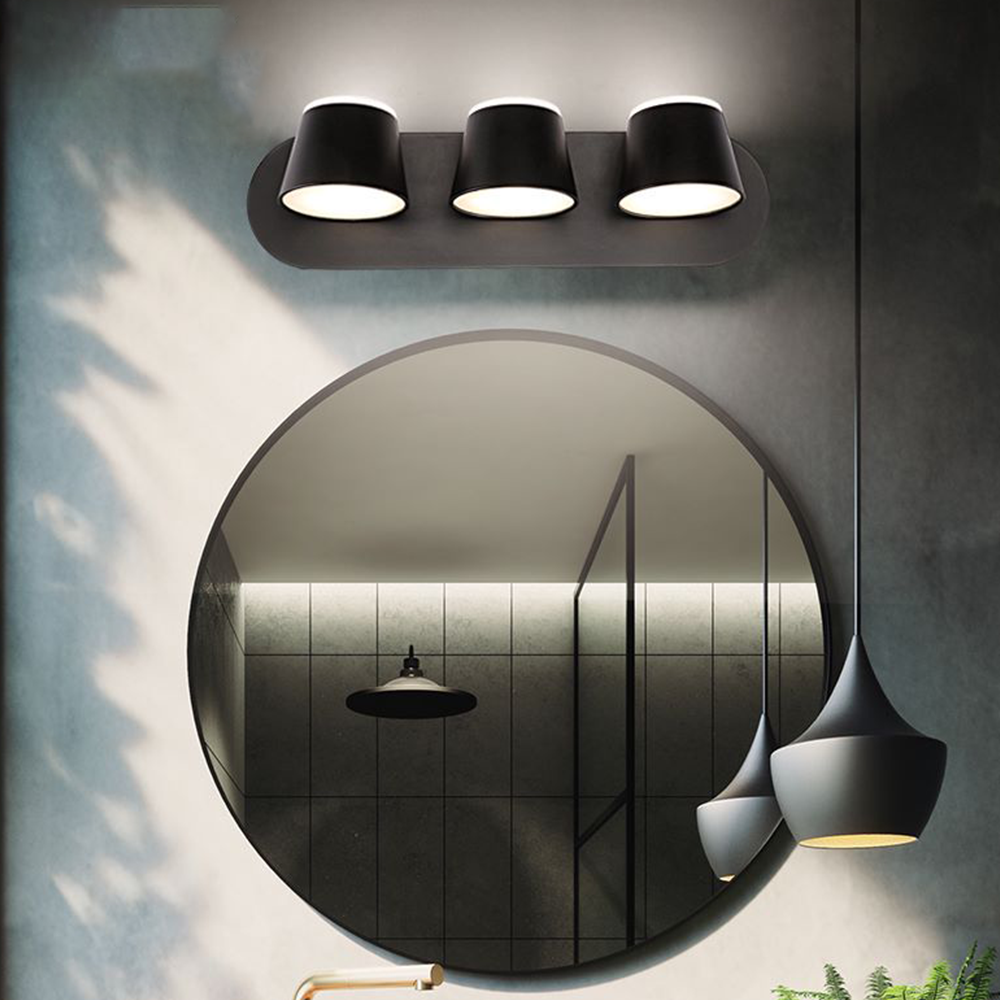 Arisha modern Cylindrical metal oglindă Front aplică de perete, negru