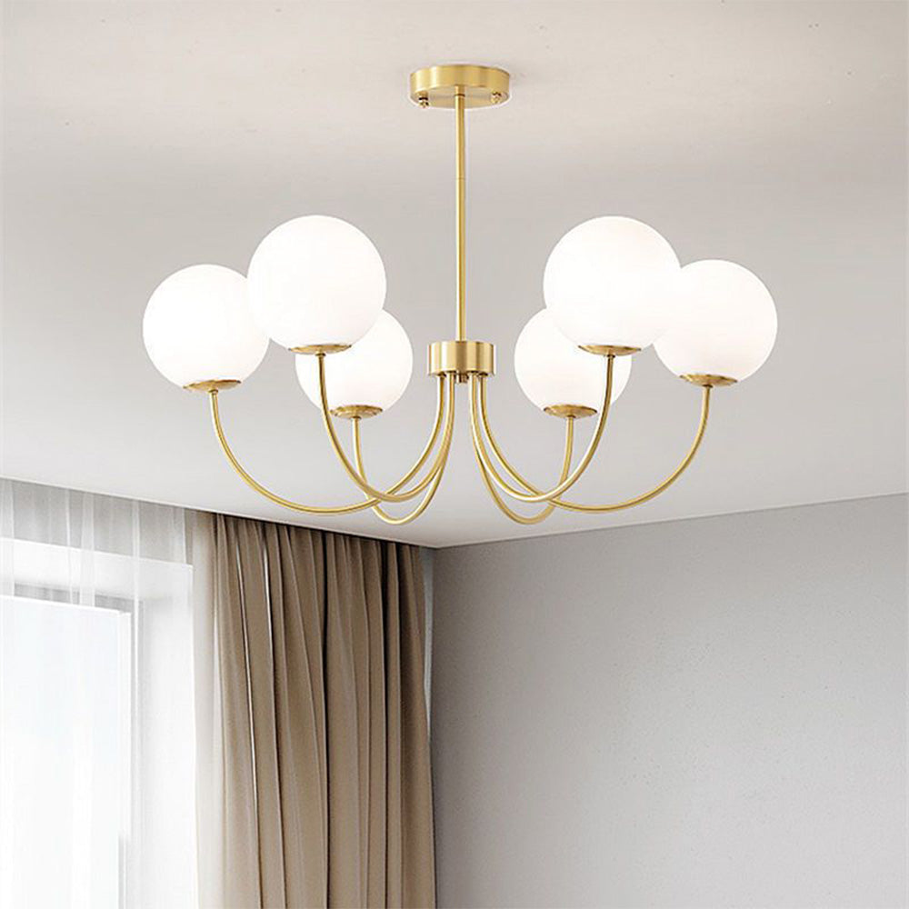 Valentina candelabru  modern cu abajur sferic din metal și sticlă, culoarea aur