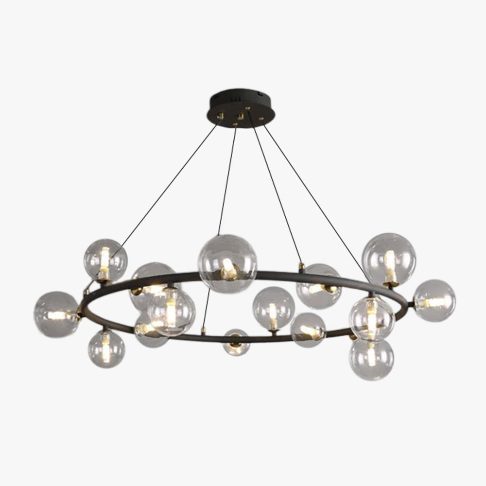 Valentina candelabru  modern din sticlă cu sferă și inel, Culoare: Aur/negru