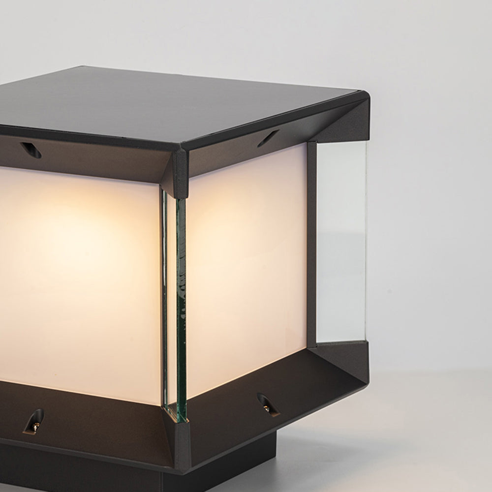 Ray modern Rectangular metal sticlă Outdoor Lamp, negru/negru-auriu