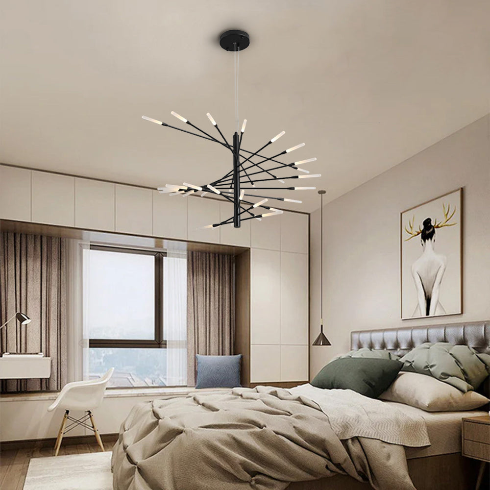 Arisha candelabru modern Focuri de Artificii Rotative, negru/Aur, pentru Sală de living/Galerie de Artă