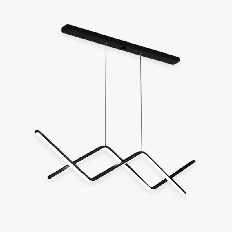Arisha lampă suspendată liniară cu dublu curbat modern, metal, negru/auriu