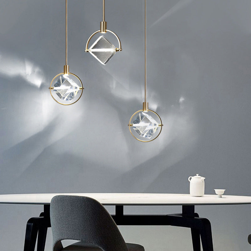 Kristy modern de lux Geometry metal/cristal lampă suspendată, auriu