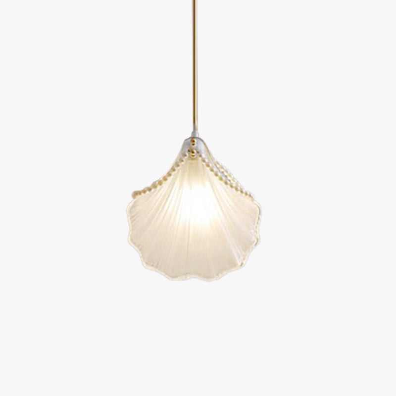 Kristy Art Deco lampă suspendată din coajă de perlă metal/acrilic, alb