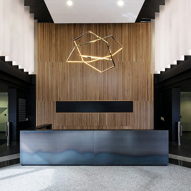 Arisha lampă suspendată minimalistă din metal cu formă geometrică, aur, DIY