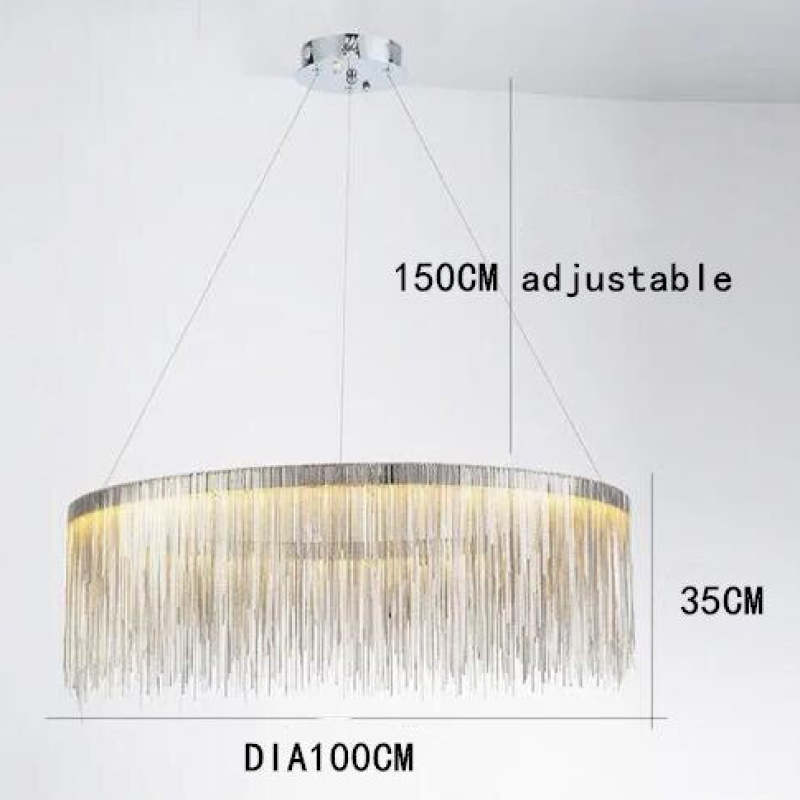 Arisha Tassel Chain Art Deco lampă suspendată Argintiu/Aur living/Hall