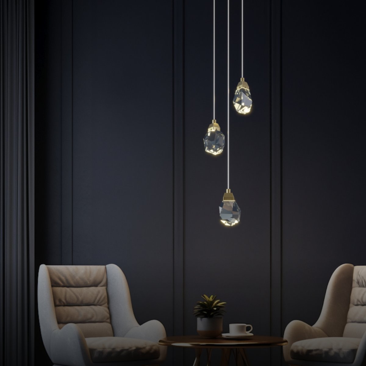 Kristy Design lampă suspendată din sticlă sferică și metal, culoare aurie