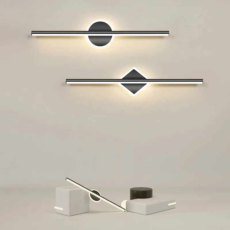 Arisha LED Linear oglindă Front oglindă aplică de perete, negru/auriu