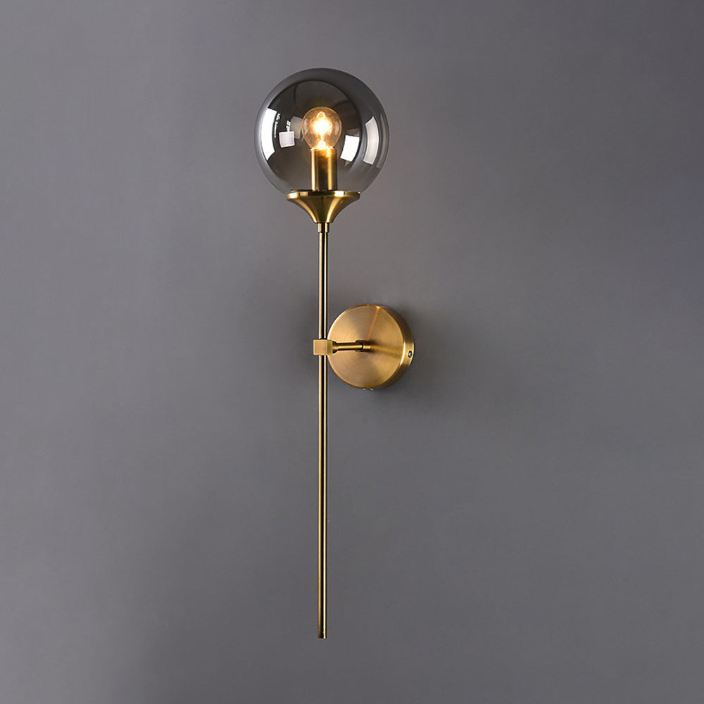 Valentina aplică de perete modernă glob metal/sticlă, gri/ambra/transparent/alb