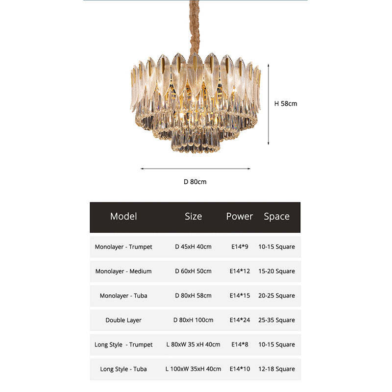 Arisha de lux Feather cristal candelabru, living