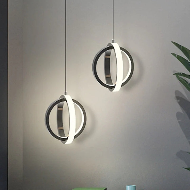 Kristy lampă suspendată sferică modernă, metal, negru/aur, pentru bucătărie