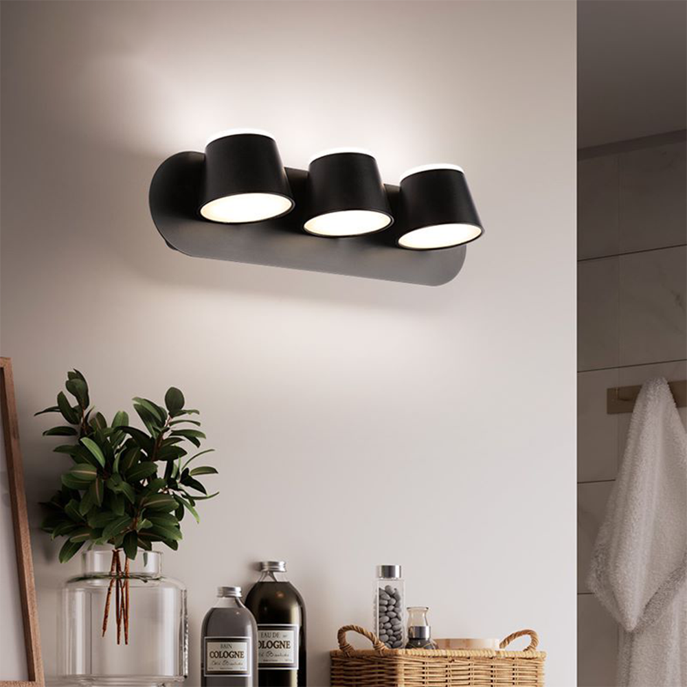 Arisha modern Cylindrical metal oglindă Front aplică de perete, negru