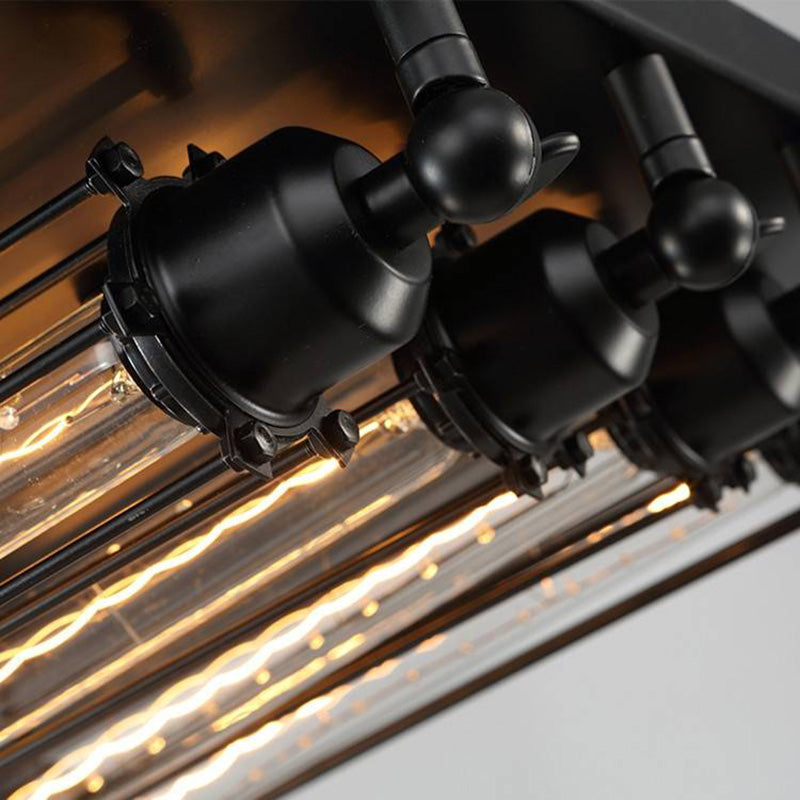 Austin plafonieră aplicată metal tubular vintage neagră pentru living