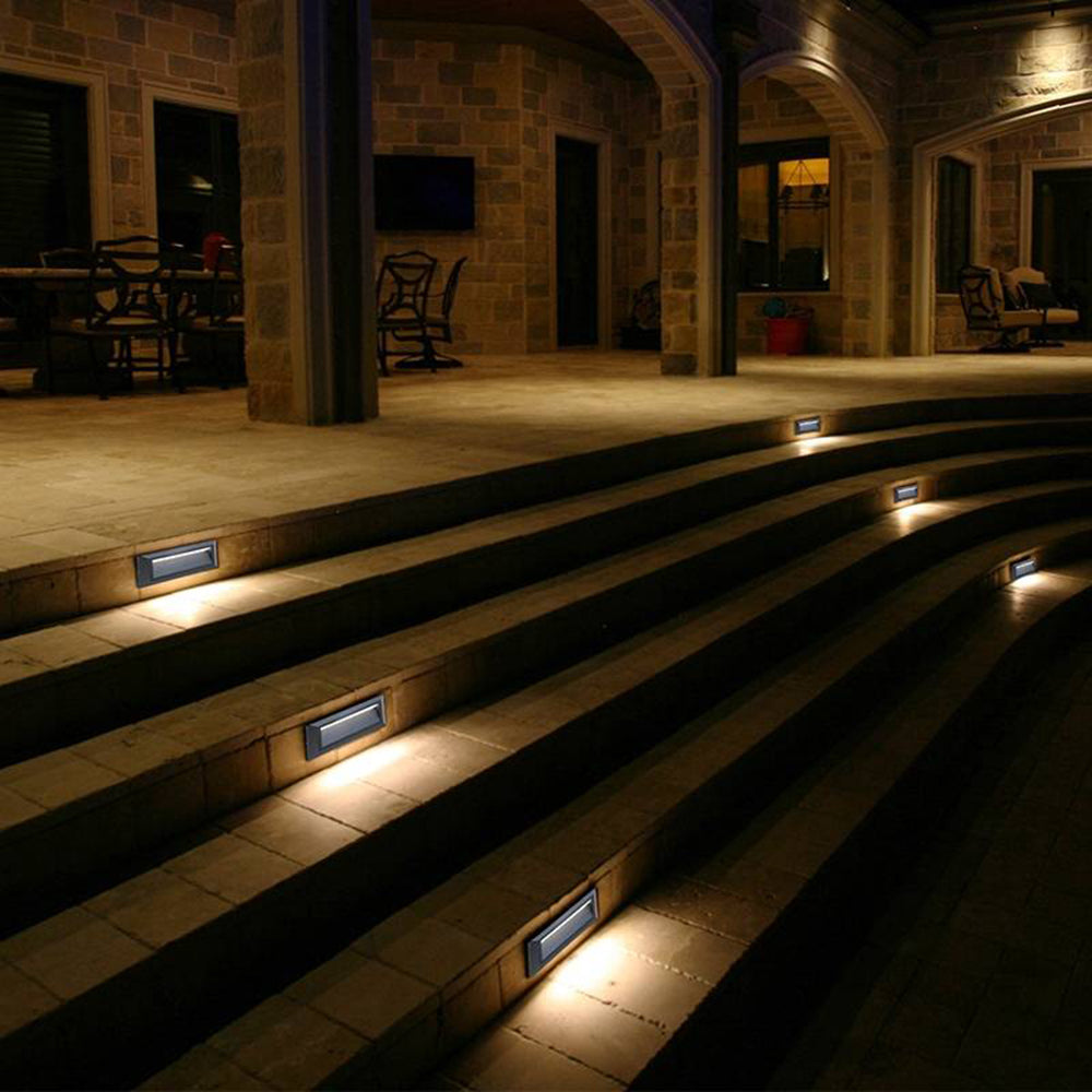 Ray modern metal Rectangular Outdoor Deck/Step Light, negru