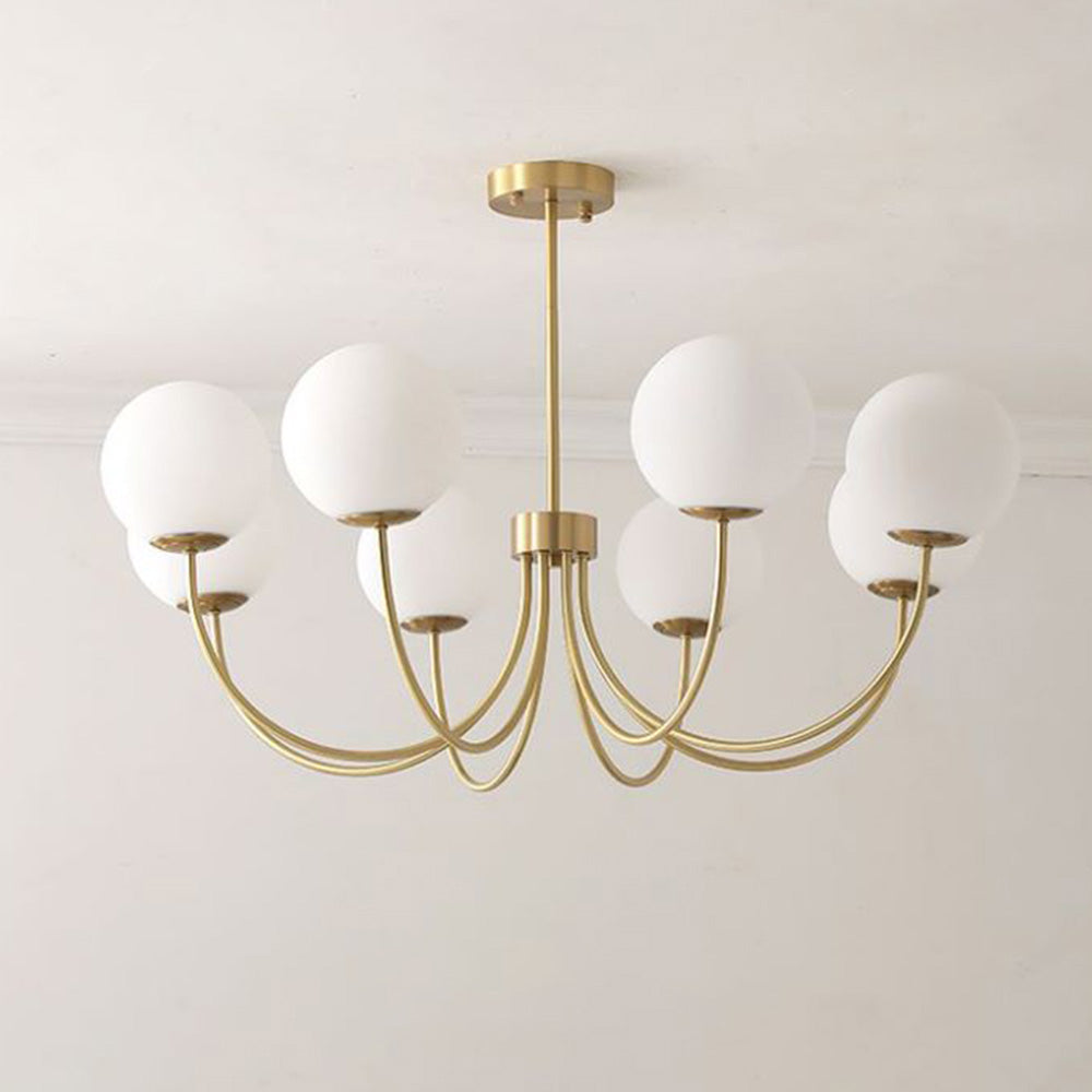 Valentina candelabru  modern cu abajur sferic din metal și sticlă, culoarea aur