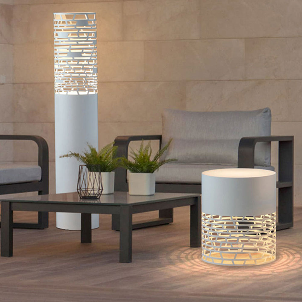 Ray lampă de drum pentru exterior modern din metal cu abajur cilindru gol, alb