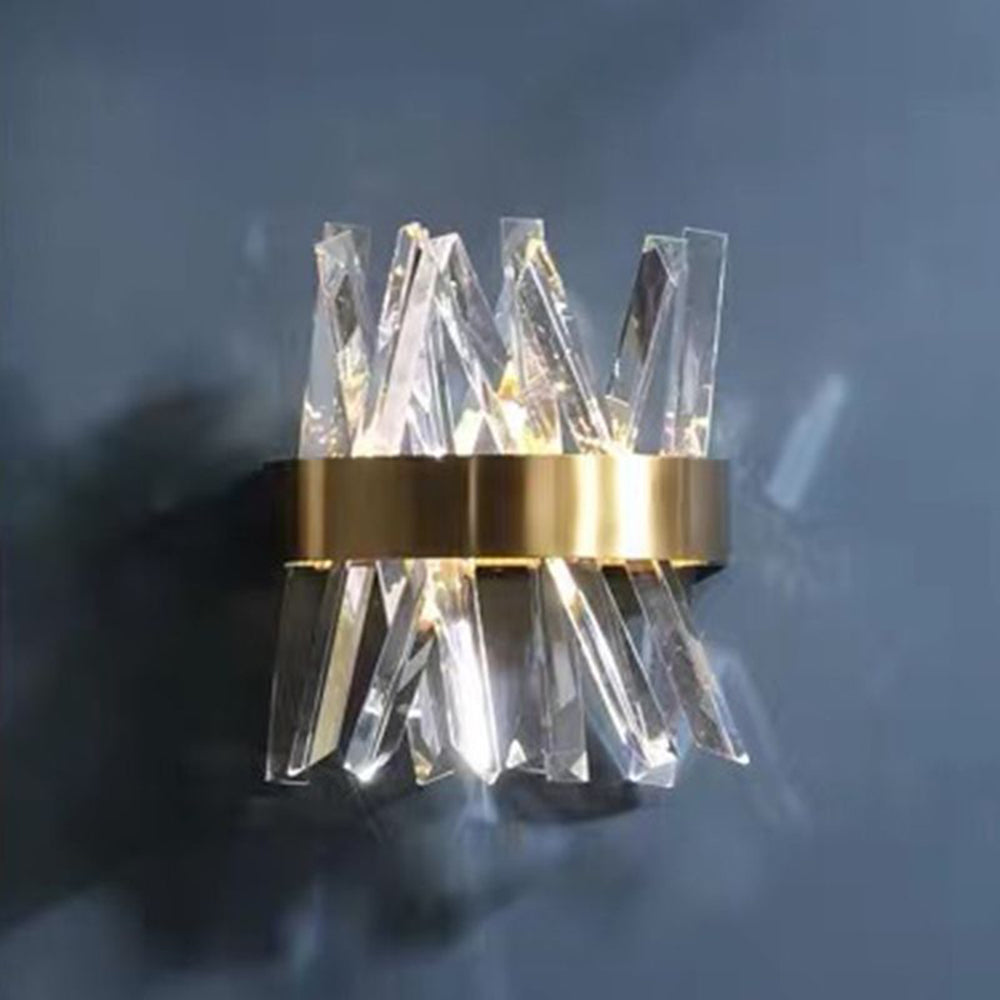 Kristy aplică de perete decorativă geometrică din cristal și metal, auriu