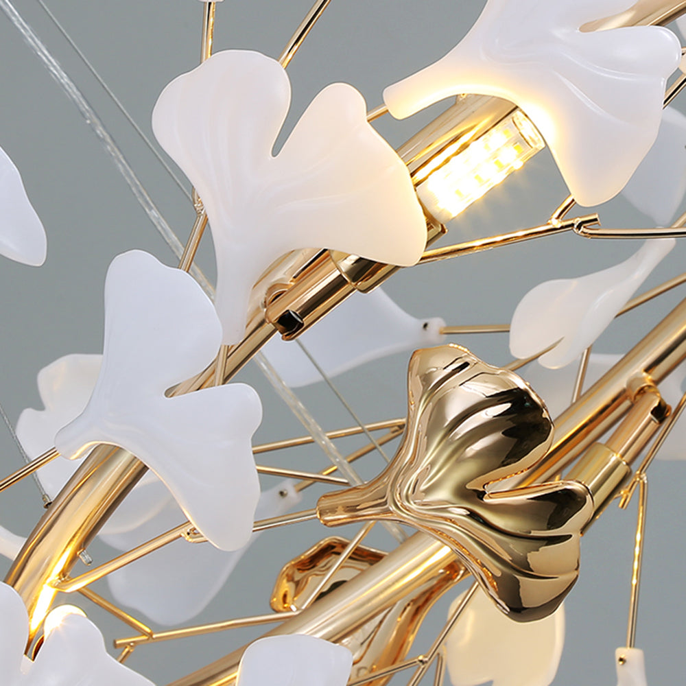 Olivia candelabru modern în Formă de Petală din metal cu Frunză de Ginkgo, auriu