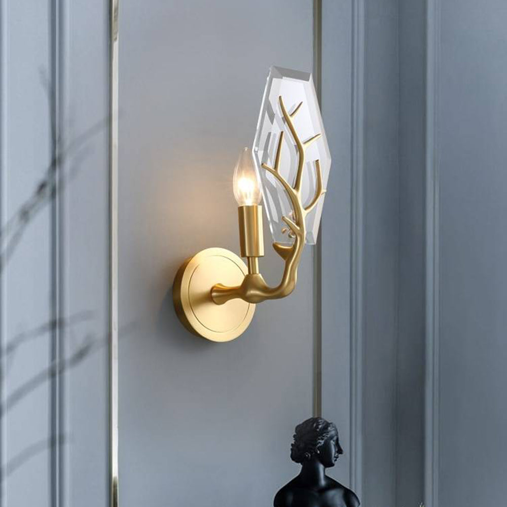 Arisha aplică de perete aurie din metal și cristal, modernă