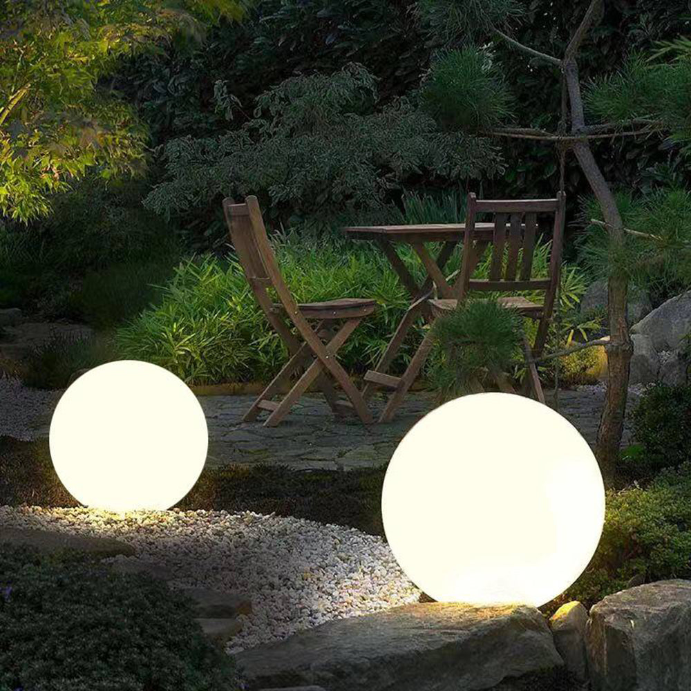 Ray corp de iluminat pentru exterior alb din rășină, minimalist, cu glob, LED
