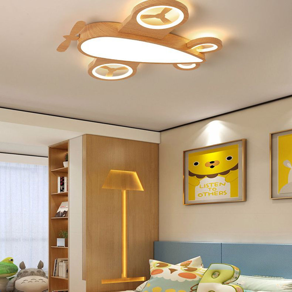 Arisha plafonieră modernă Art Deco din lemn, în formă de avion, lemn/lemn închis