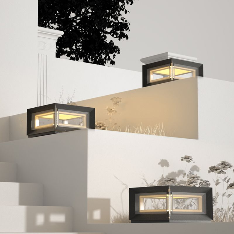 Ray lampă suspendată contemporană LED din metal pentru exterior, neagră