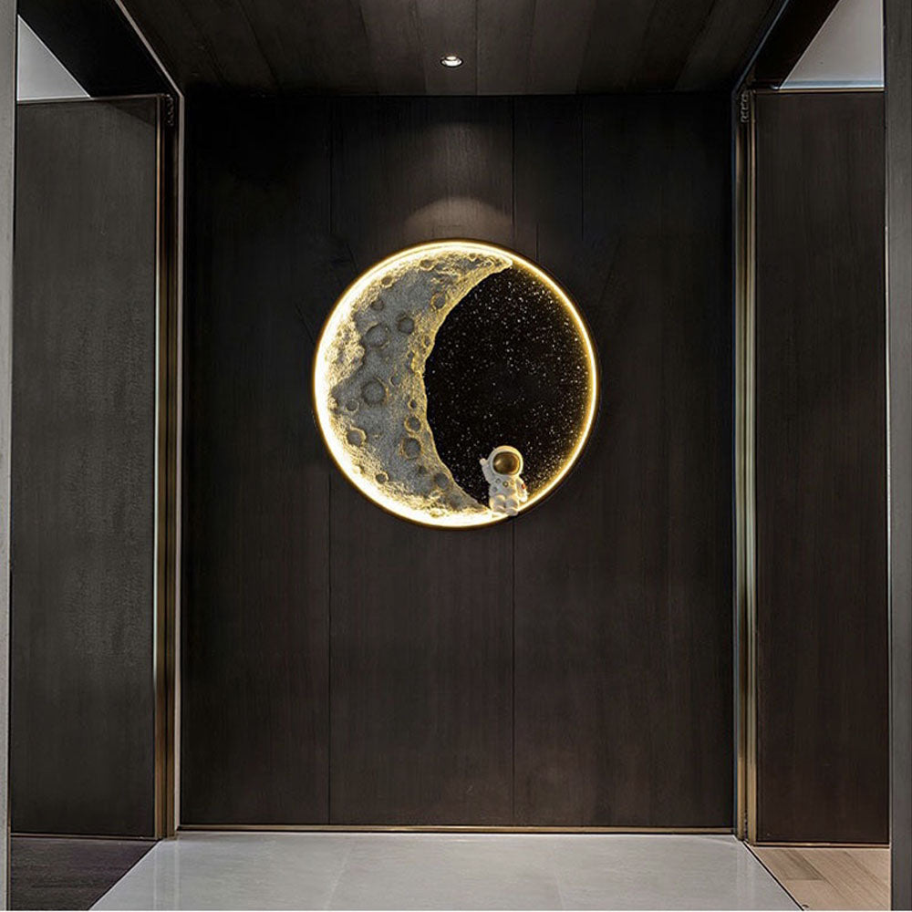 Aria modern Astronaut Moon metal negru aplică de perete