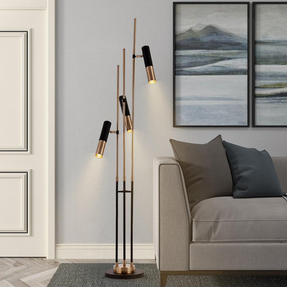Salgado lampadar modern înalt din metal, cu 3 becuri, negru