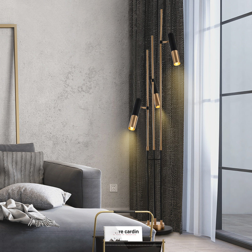 Salgado lampadar modern înalt din metal, cu 3 becuri, negru
