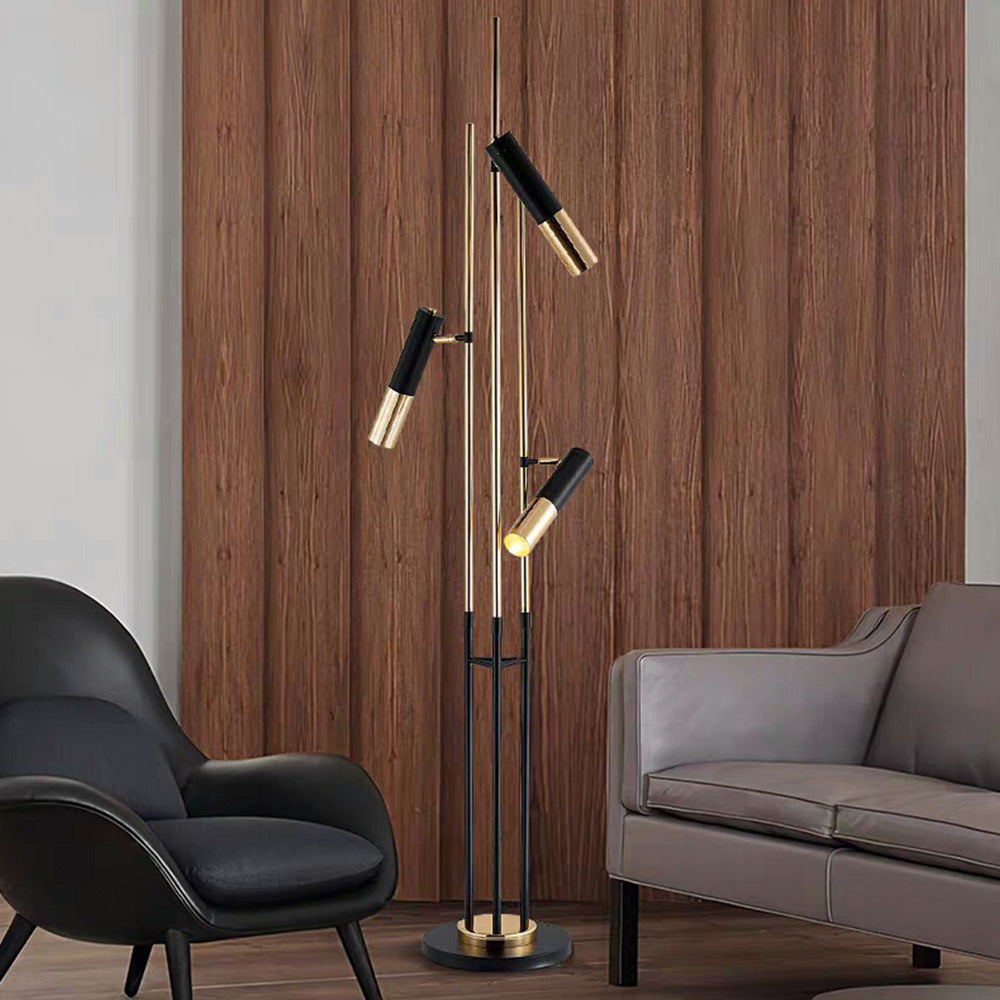 Salgado lampadar modern înalt din metal, cu 3 becuri, negru