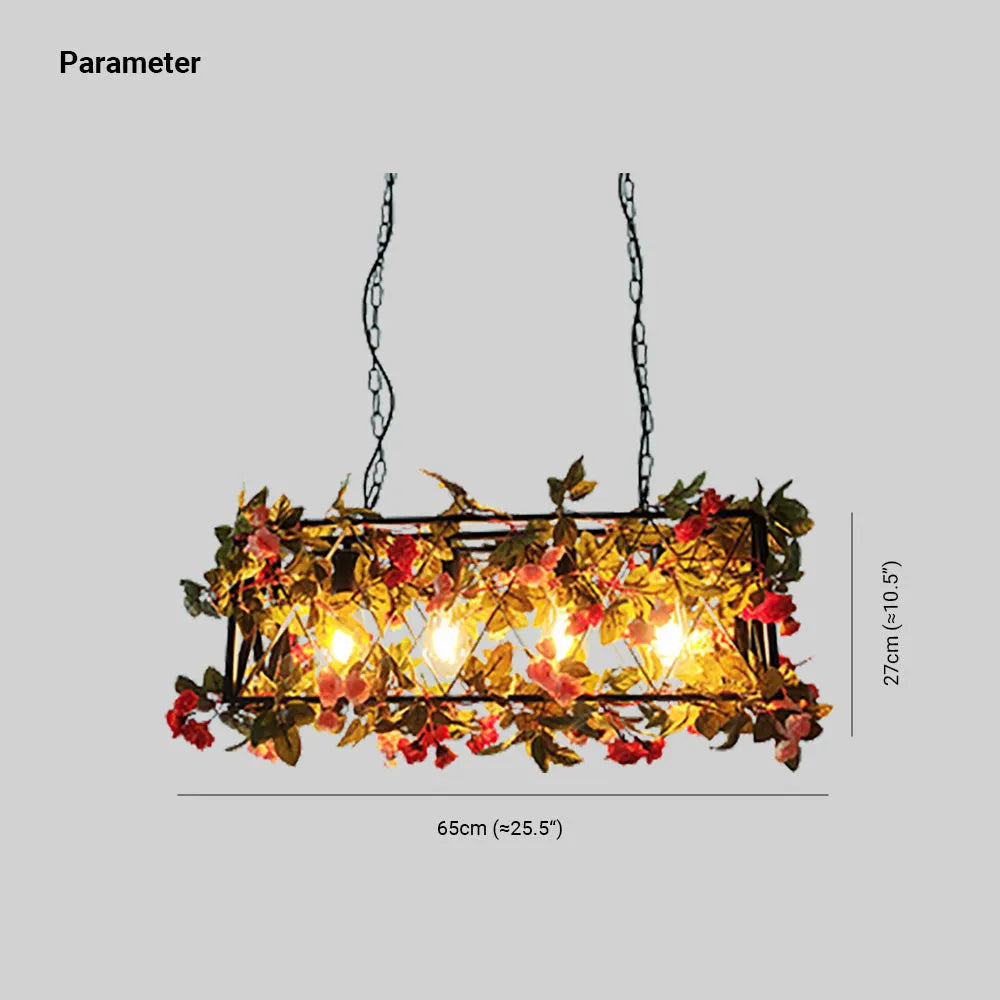 Ritta lampă suspendată Rustic Art Deco cu plante artificiale dreptunghiulare