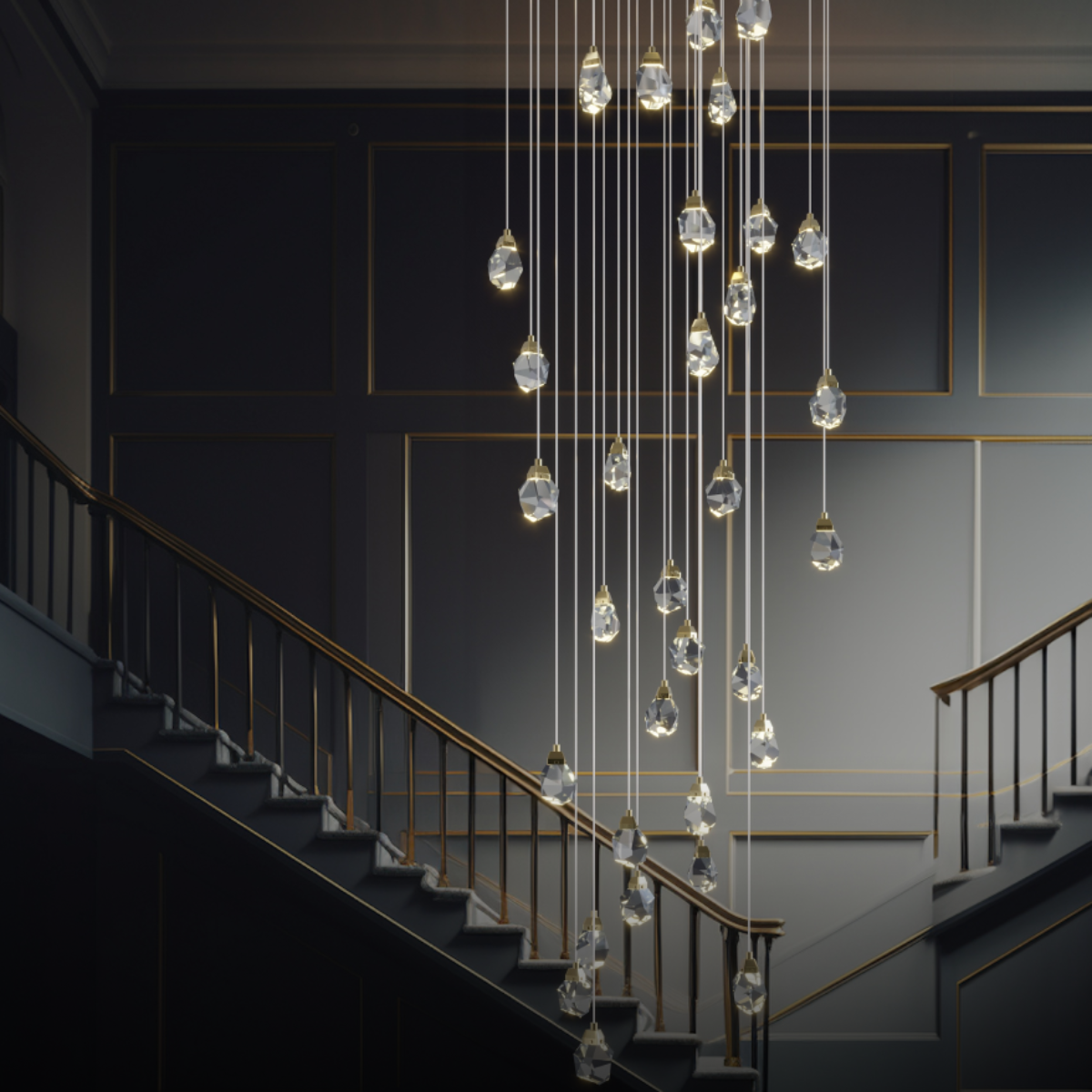 Kristy Design lampă suspendată din sticlă sferică și metal, culoare aurie