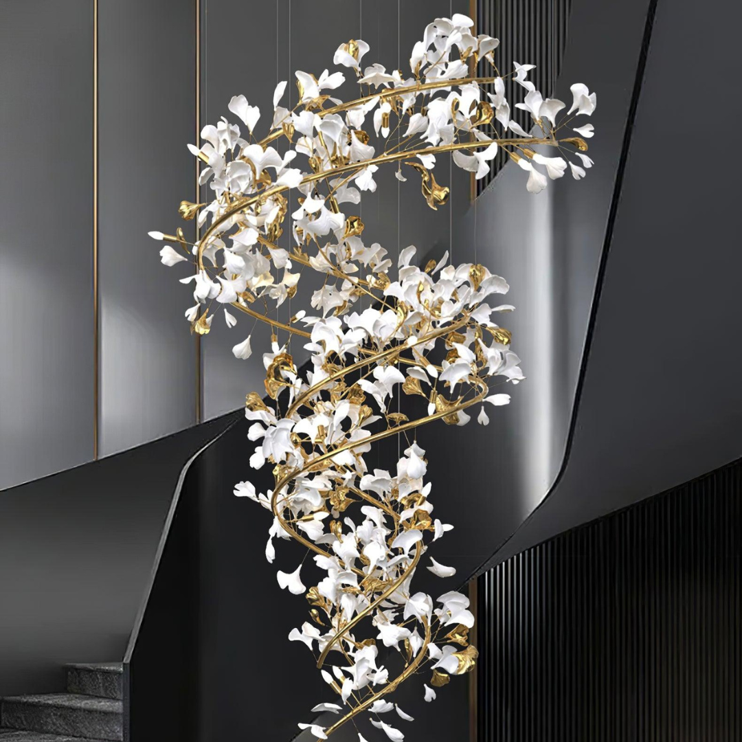 Olivia modern candelabru cu trepte din metal și ceramică, finisaj auriu