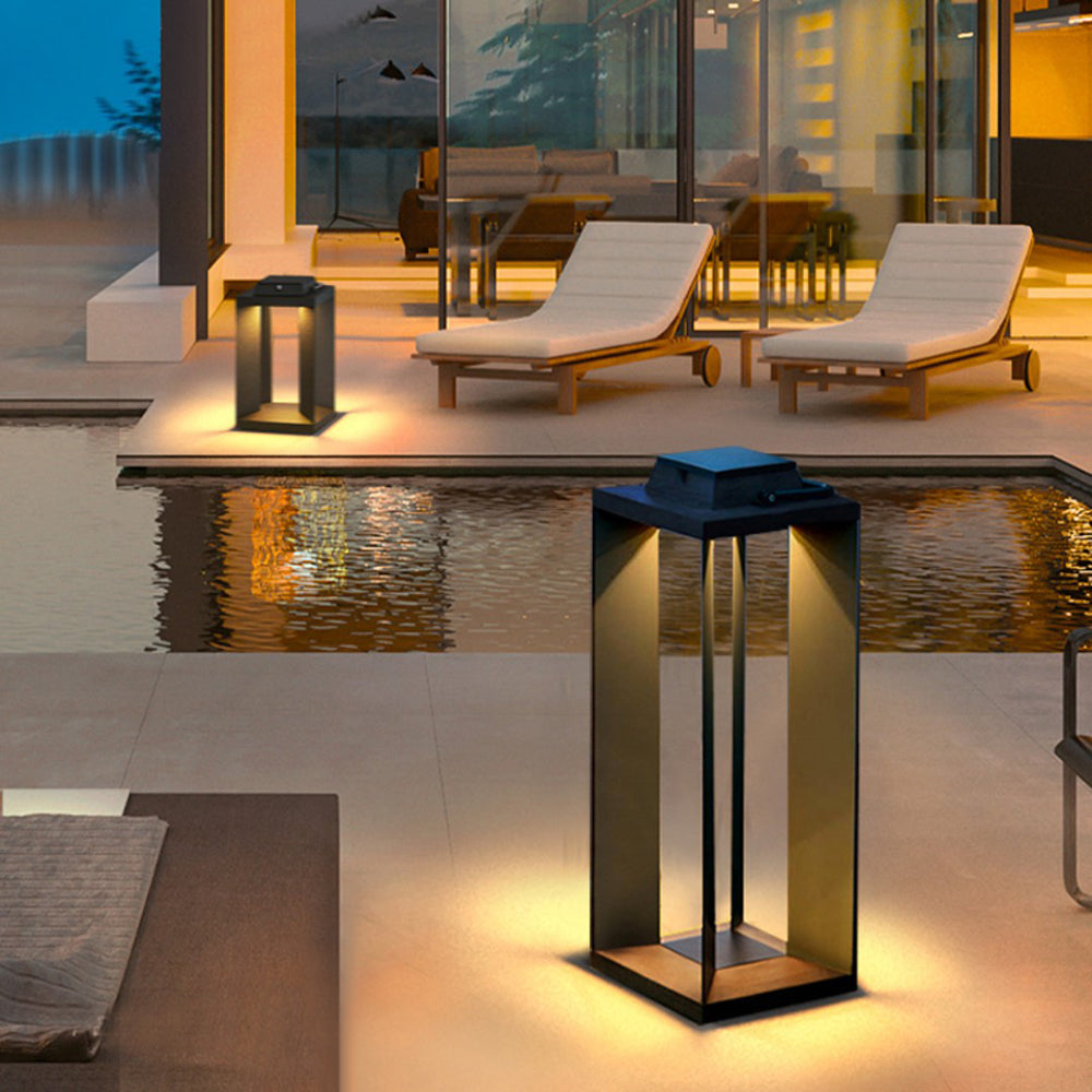 Ray lampadar minimalist Cuboid pentru exterior, Conexiune Electrică Fixă, negru