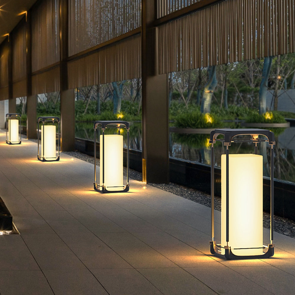 Ray Simple Cube/Cuboid Outdoor lampadar, cu conexiune electrică fixă/Solar, negru