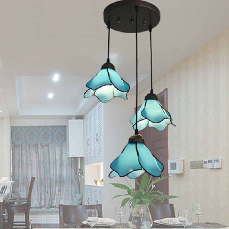 Arisha floare rășină lampă suspendată, Albastru/Roz, 1/3 surse de lumină