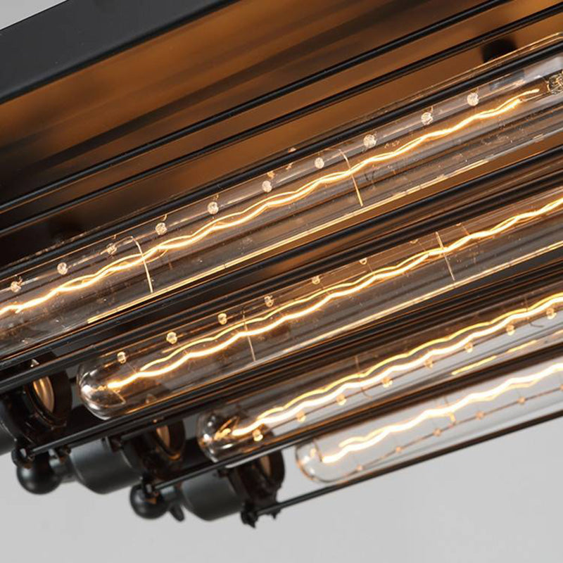 Austin plafonieră aplicată metal tubular vintage neagră pentru living