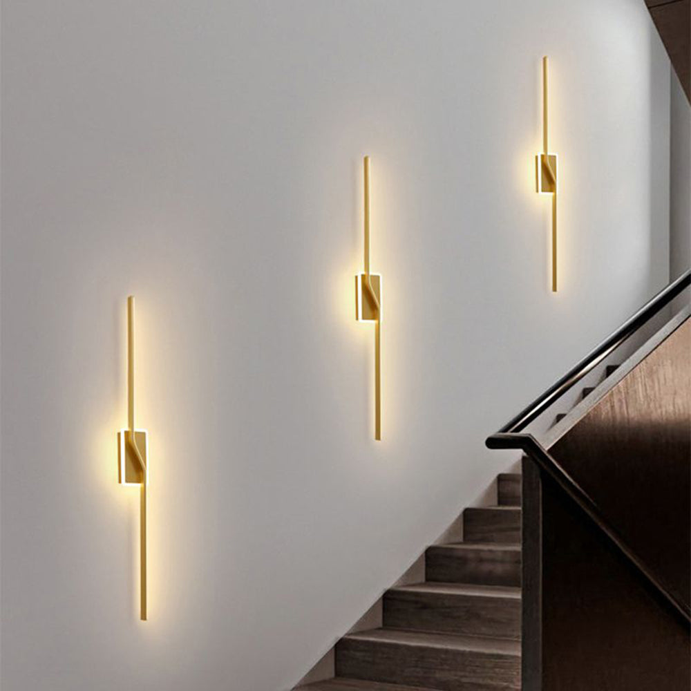 Arisha aplică de perete aurie din metal, de lux, curbată, liniară