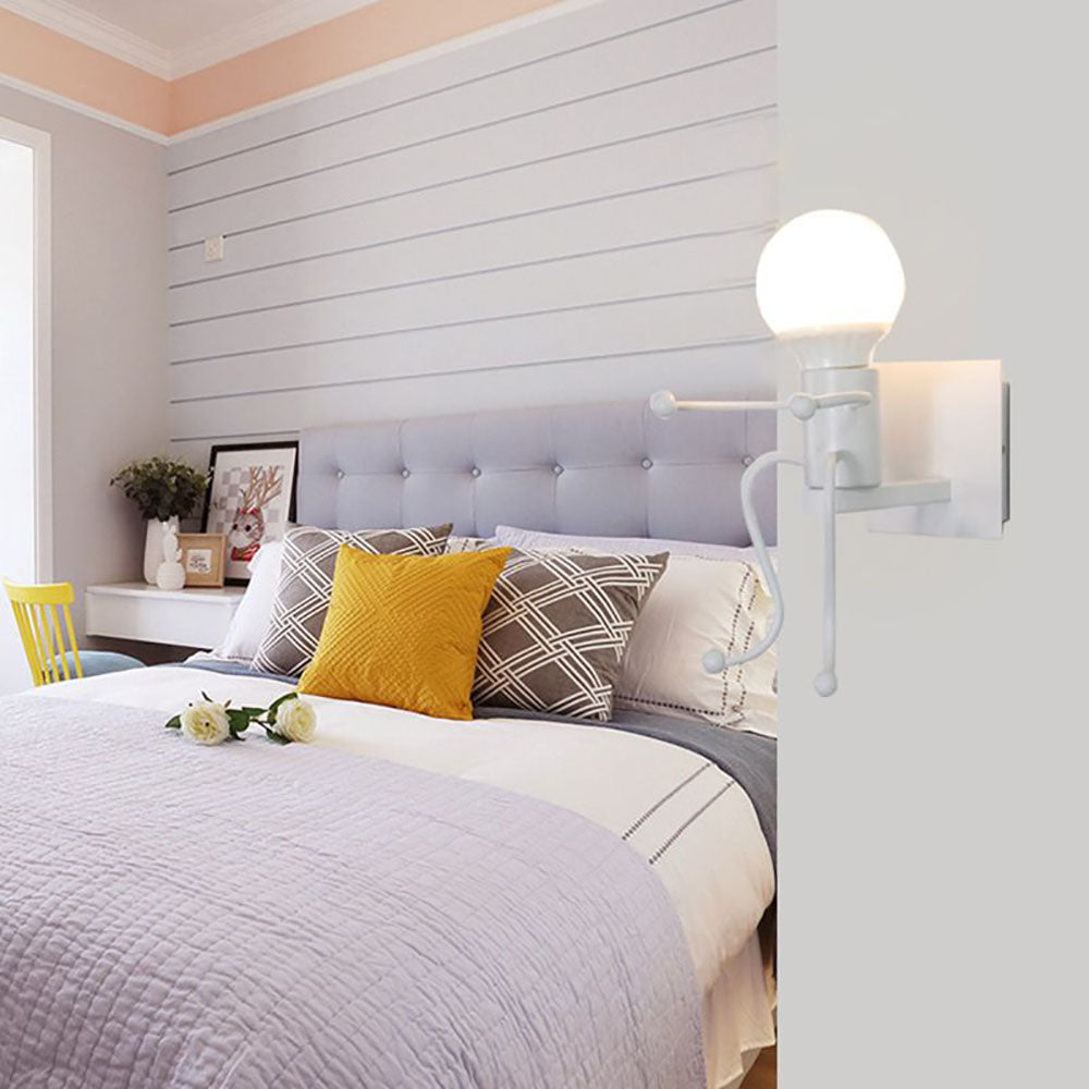 Arisha aplică de perete decorativă modernă cu formă de om din metal, negru/alb