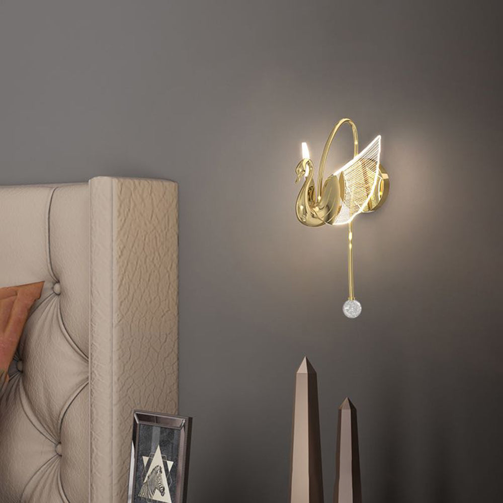Arisha Art Deco Swan / aplică de perete din metal, Culoarea aurie/aur roz