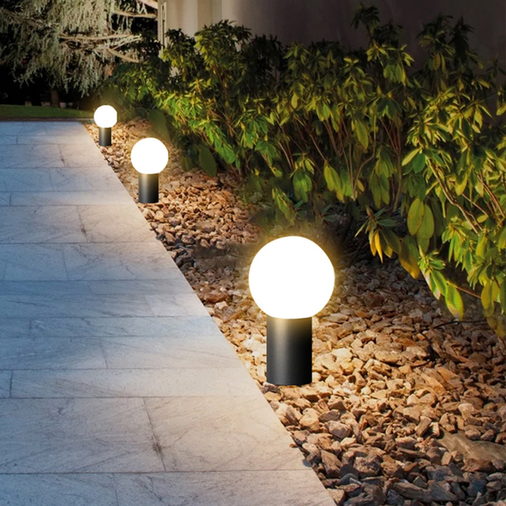 Ray modern metal Circular Lamp holder Outdoor Path Light, negru